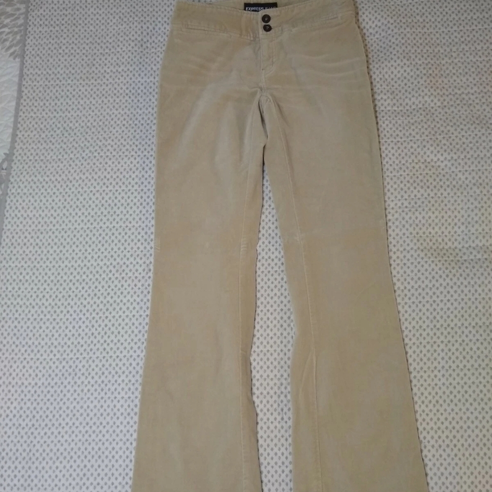 Express Jeans Women's Stretch Velour Pants Beige Tan Size 0